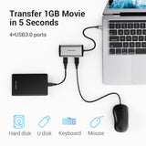 VENTION Type-C to USB3.0*4/Micro USB Hub 0.15m Grey Metal Type