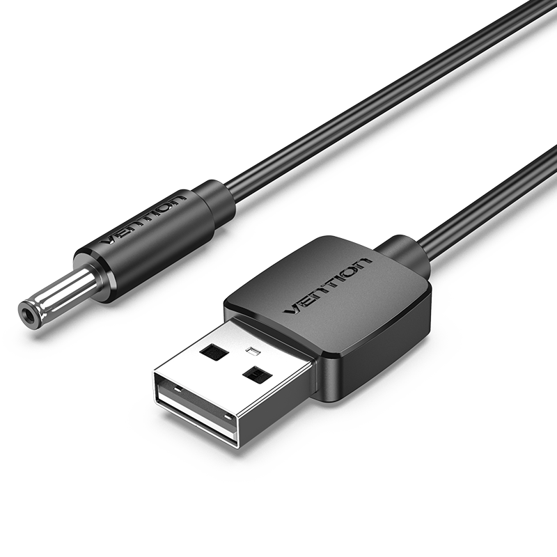 VENTION USB to 3.5mm Barrel Jack 5V DC Power Cable Black