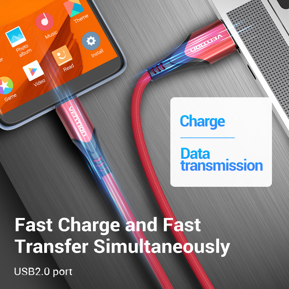 VENTION USB 2.0 to Micro USB Cable 1M Red Aluminum Alloy Type