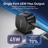 VENTION 2-Port USB (C + C) GaN Charger (45W/45W) UK-Plug Black