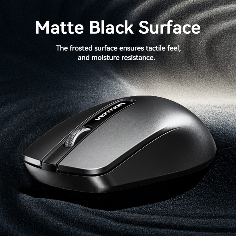 VENTION 3-Button Wireless Computer Mouse with USB Receiver Black