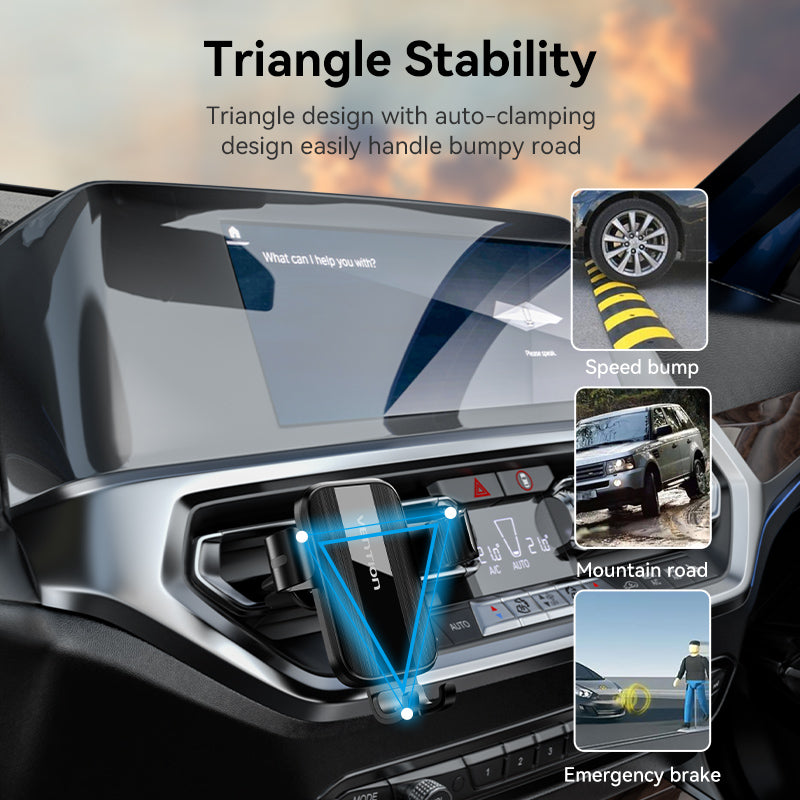 VENTION Auto-Clamping Car Phone Mount With Duckbill Clip Black Square Fashion Type