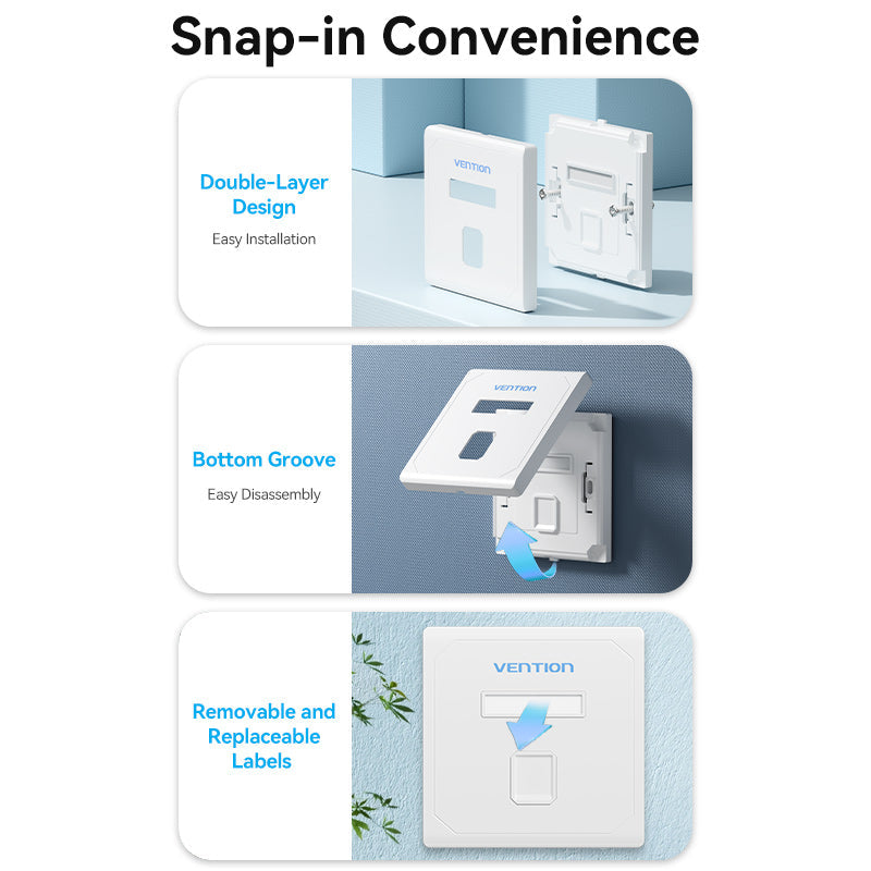 VENTION keystone Jack Wall Plate White 86 Type