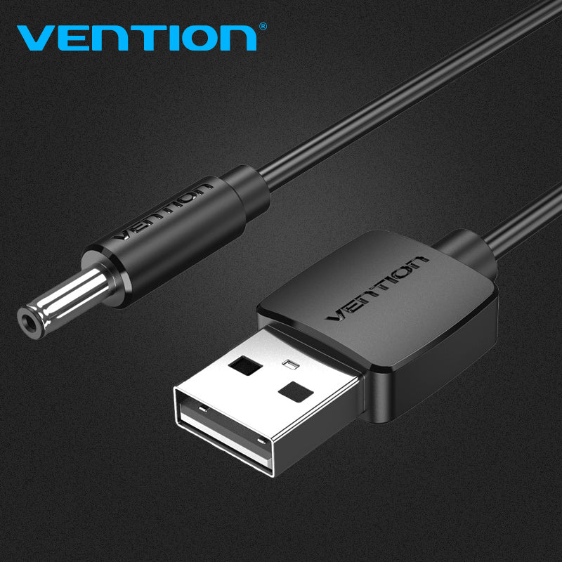 VENTION USB to 3.5mm Barrel Jack 5V DC Power Cable Black