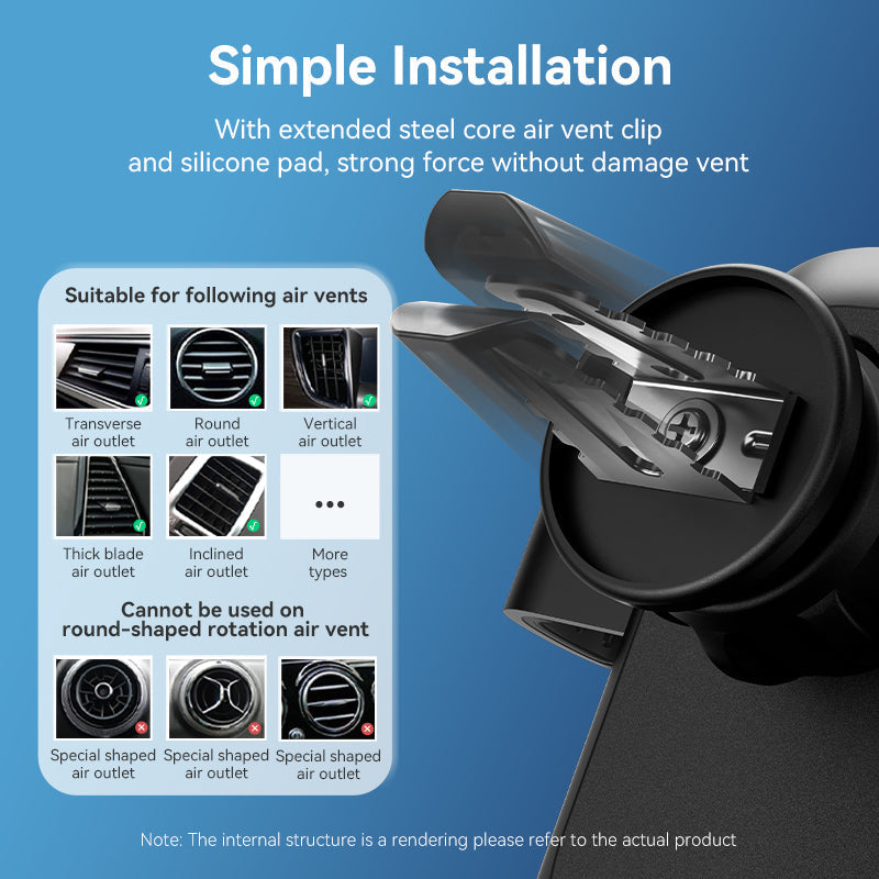 VENTION Auto-Clamping Car Phone Mount With Duckbill Clip Black Square Fashion Type