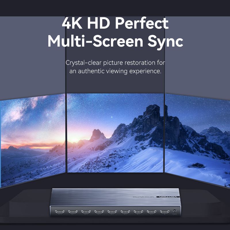 VENTION 4K 1x8 HDMI Splitter Black Aluminum Alloy Type UK Standard