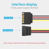 VENTION SATA 15P Power Extension Cable 0.3M Black