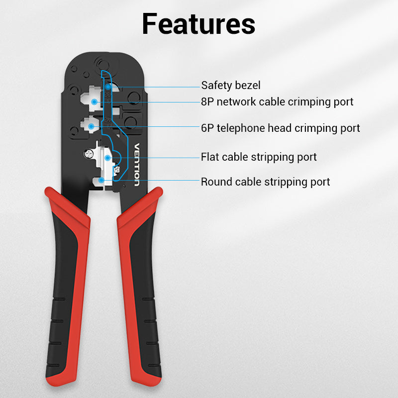 VENTION Multi-Function LAN Cable Crimping Tool Ratchetless Type Black