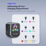 VENTION 3-Port USB (C+C+A) Universal Travel Adapter (20W/18W/18W)