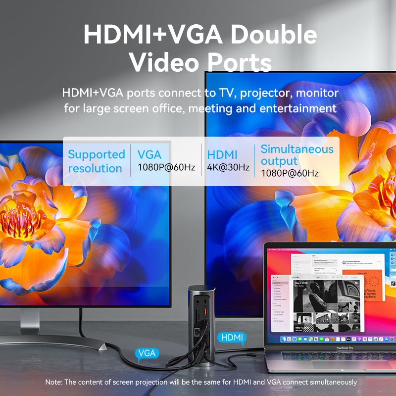 VENTION USB-C to HDMI/VGA/USB 3.1 Gen 2/USB 3.1 Gen 2-C/USB 3.0x2/RJ45/SD/TF/TRRS 3.5mm/PD/DC Docking Station Grey Vertical Aluminum Alloy Type UK Standard