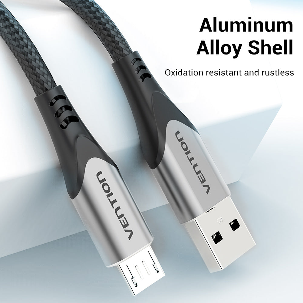 VENTION USB 2.0 to Micro USB Cable Grey Aluminum Alloy Type