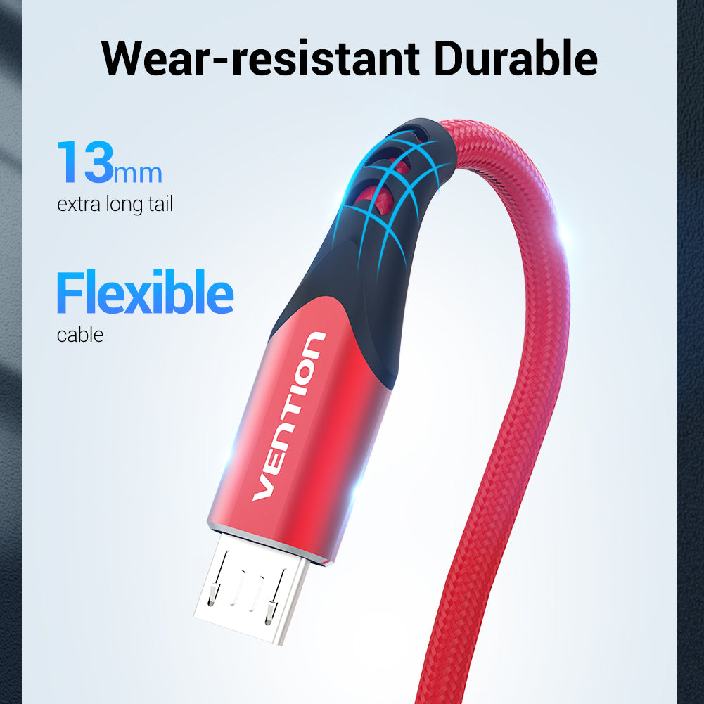 VENTION USB 2.0 to Micro USB Cable 1M Red Aluminum Alloy Type