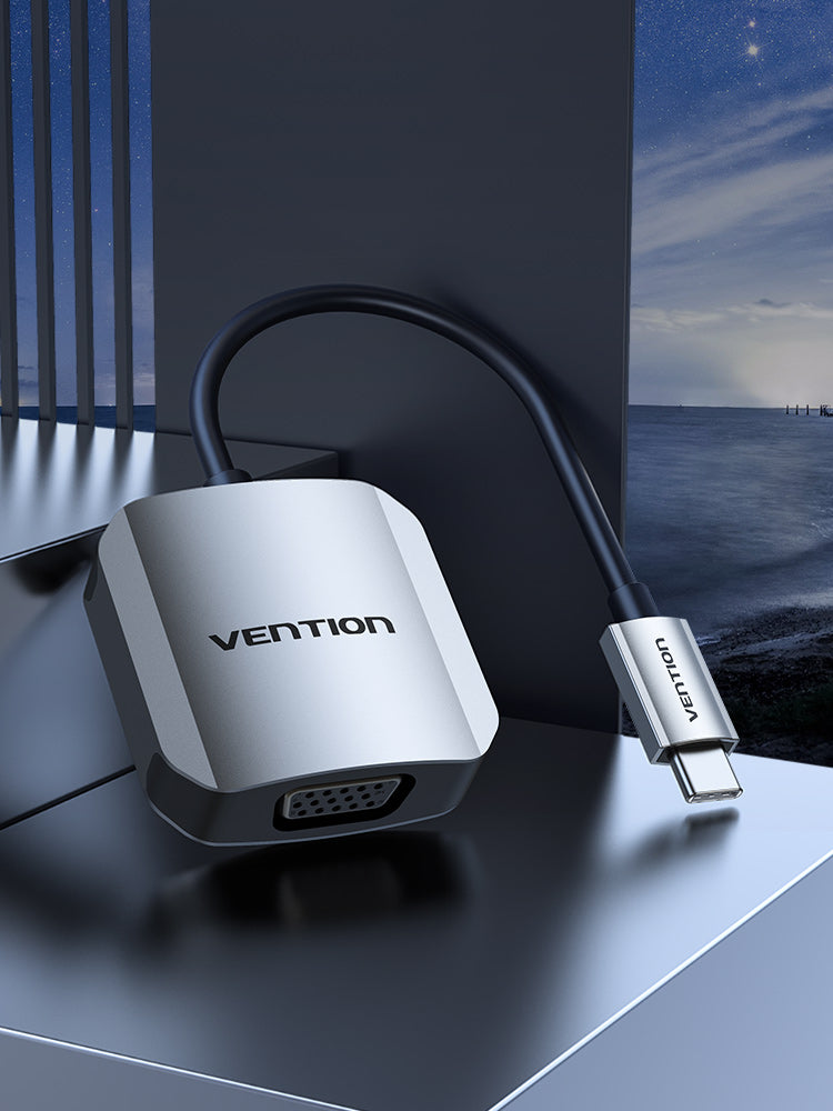VENTION USB-C to VGA Converter 0.15M Grey Aluminum Alloy Type