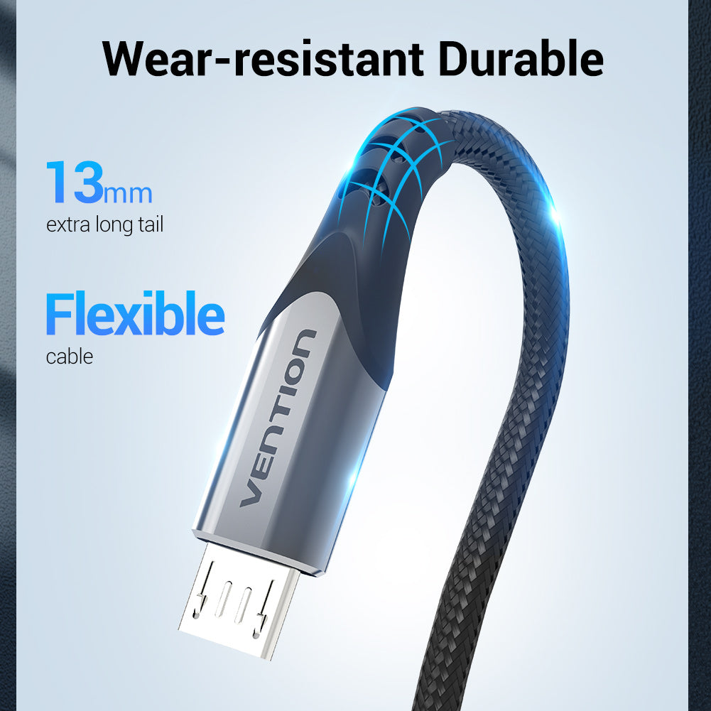 VENTION USB 2.0 to Micro USB Cable Grey Aluminum Alloy Type