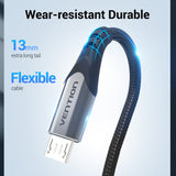 VENTION USB 2.0 to Micro USB Cable Grey Aluminum Alloy Type