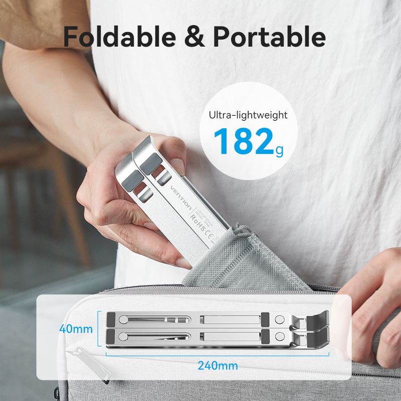 VENTION Foldable Laptop Stand Silver Aluminum Alloy Type