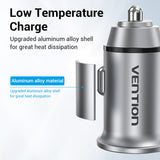 VENTION Two-Port USB A+C(18/20) Car Charger Grey Mini Style Aluminium Alloy Type
