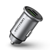 VENTION Two-Port USB A+C(18/20) Car Charger Grey Mini Style Aluminium Alloy Type