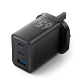 VENTION 3-Port USB (C + C + A) GaN Charger (65W/65W/60W) UK-Plug Black