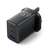 VENTION 3-Port USB (C + C + A) GaN Charger (65W/65W/60W) UK-Plug Black