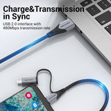 VENTION USB 2.0 A Male to 2-in-1 USB-C & Micro-B Male 5A Cable Grey Aluminum Alloy Type