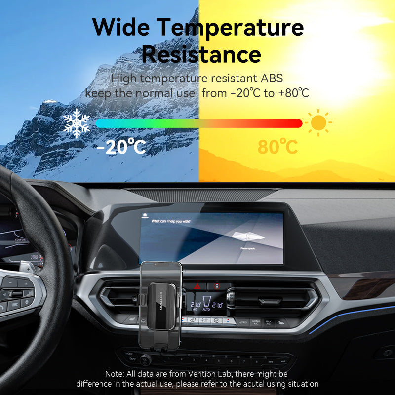 VENTION Auto-Clamping Car Phone Mount With Duckbill Clip Black Square Fashion Type