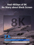 VENTION 8K HDMI cable offering 48Gbps bandwidth for stunning 8K visuals without black screen issues