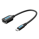 VENTION USB 2.0 Micro-B Male to A Female OTG Cable 0.15M Black PVC Type