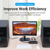 VENTION 2 in 1 Out VGA KVM Switch Black Metal Type