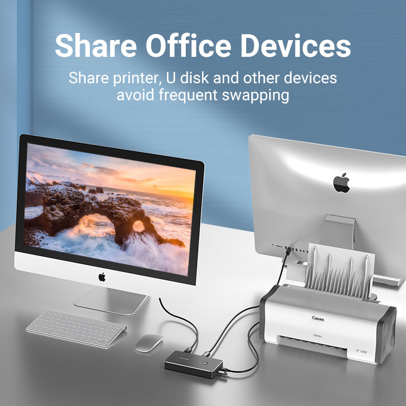 VENTION 2 in 1 Out VGA KVM Switch Black Metal Type