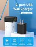 VENTION Two-Port USB(A+A) Wall Charger (18W/18W) US-Plug Black