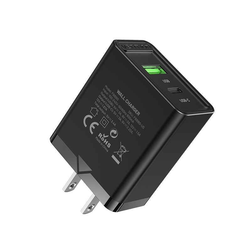 VENTION Two-Port USB(A+C) Wall Charger (18W/20W) US-Plug Black