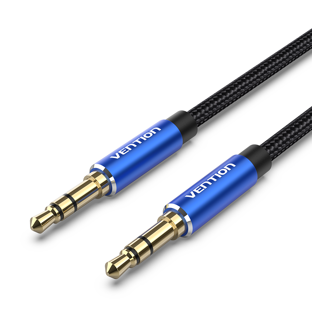 VENTION Cotton Braided 3.5mm Male to Male Audio Cable Blue Aluminum Alloy Type