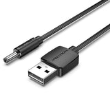 VENTION USB to 3.5mm Barrel Jack 5V DC Power Cable Black