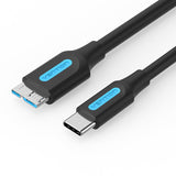 USB 3.0 C Male to Micro-B Male 2A Cable 0.5/1M Black