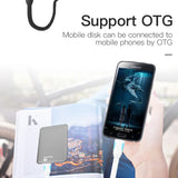 VENTION USB 3.0 Micro B cable connecting a mobile disk to a smartphone for OTG support