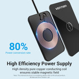 VENTION Wireless Charger 15W Ultra-thin Mirrored Surface Type 0.05M Black