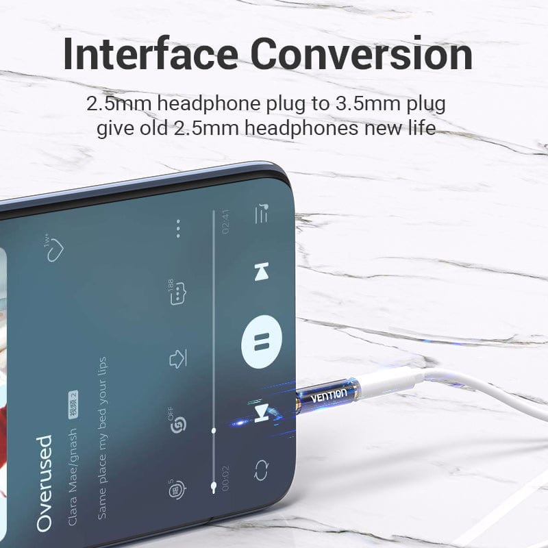 VENTION 3.5mm Male to 2.5mm Female Audio Adapter Black Metal Type