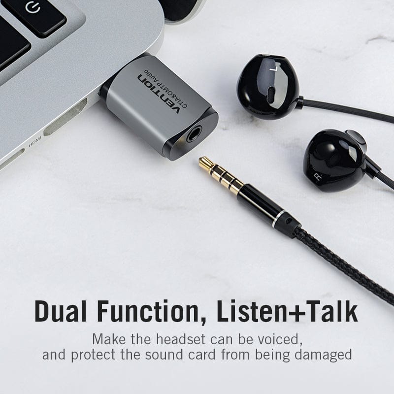 VENTION USB External Sound Card Gray Metal Type (OMTP-CTIA)