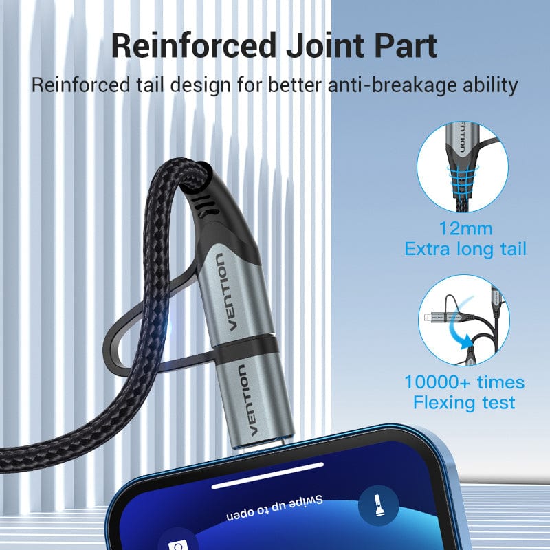 VENTION USB 2.0 A Male to 2-in-1 Micro-B&Lightning Male Cable Aluminum Alloy Type
