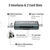 VENTION USB3.0 Multi-function Card Reader Gray Metal Type