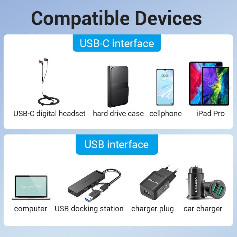 VENTION USB 3.0 Male to USB-C Female Adapter Gray Aluminum Alloy Type