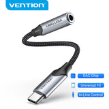 VENTION USB-C Male to 3.5MM Earphone Jack With DAC Adapter Aluminum Alloy Type