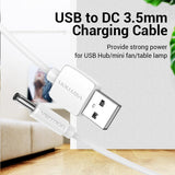 USB to DC 3.5mm Power Cable USB A to 3.5 Jack Connector 5V Power Supply Adapter for Fans USB HUB DC 5.5mm Charging Cable