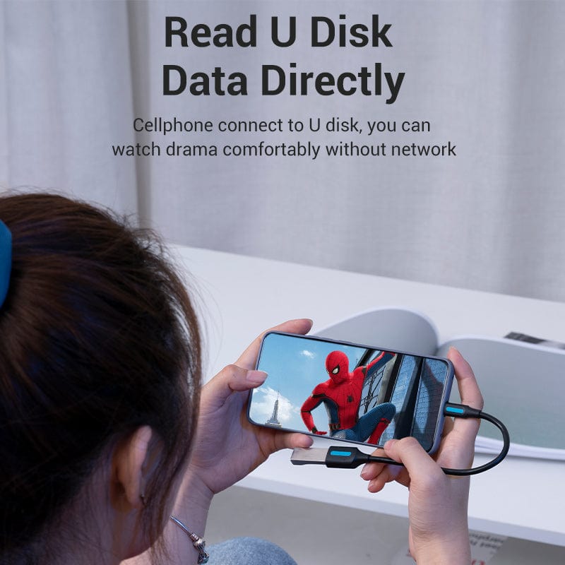 VENTION USB 2.0 Micro-B Male to A Female OTG Cable 0.15M Black PVC Type