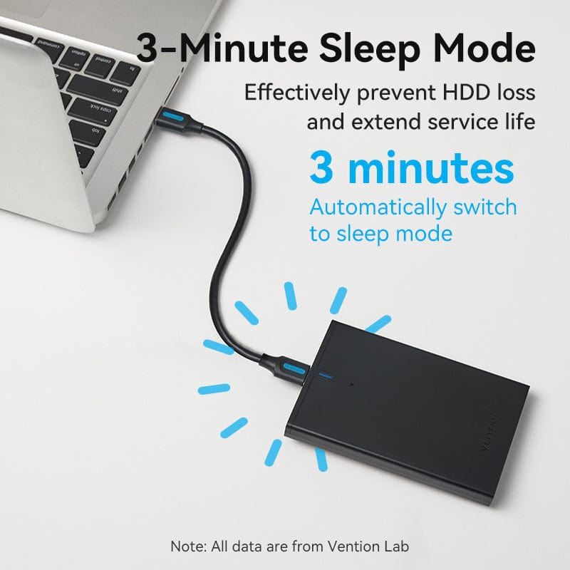 VENTION 2.5 Inch SATA Hard Drive Enclosure (USB 3.0 Micro-B) Black