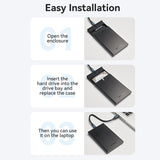 VENTION 2.5 Inch SATA Hard Drive Enclosure (USB 3.1 Gen 2-C) Black