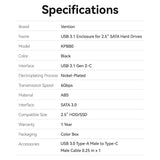 VENTION 2.5 Inch SATA Hard Drive Enclosure (USB 3.1 Gen 2-C) Black