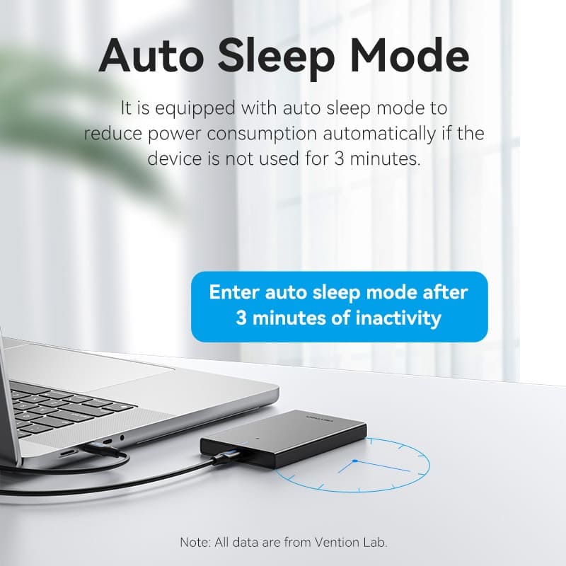 VENTION 2.5 Inch SATA Hard Drive Enclosure (USB 3.1 Gen 2-C) Black