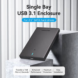 VENTION 2.5 Inch SATA Hard Drive Enclosure (USB 3.1 Gen 2-C) Black